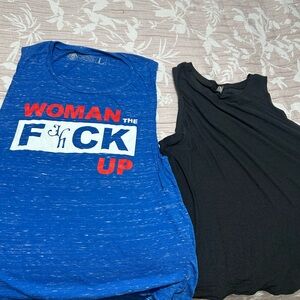 Women's Blue Graphic Muscle Tee